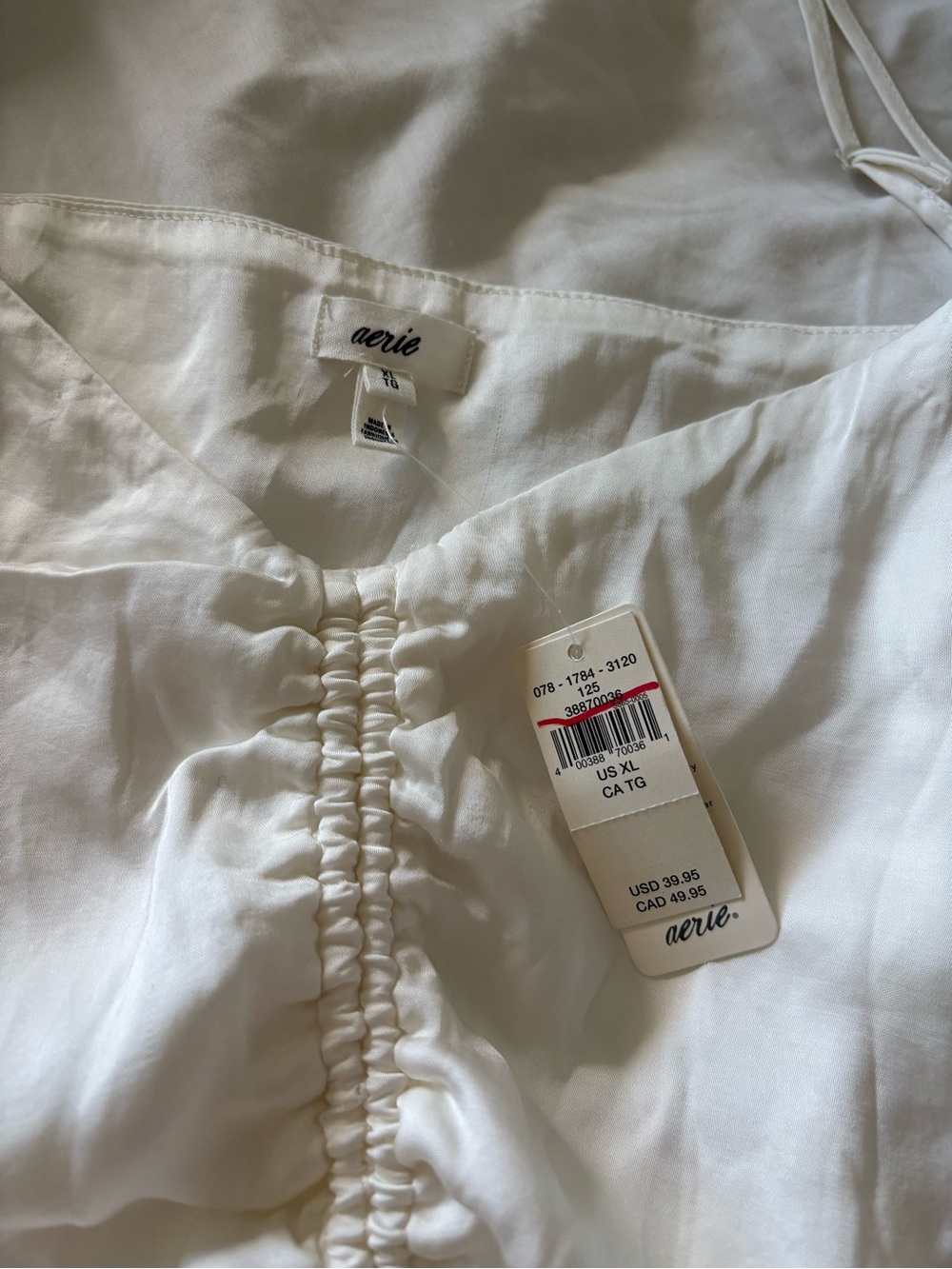 aerie Cream Ruched Front Cami Tank